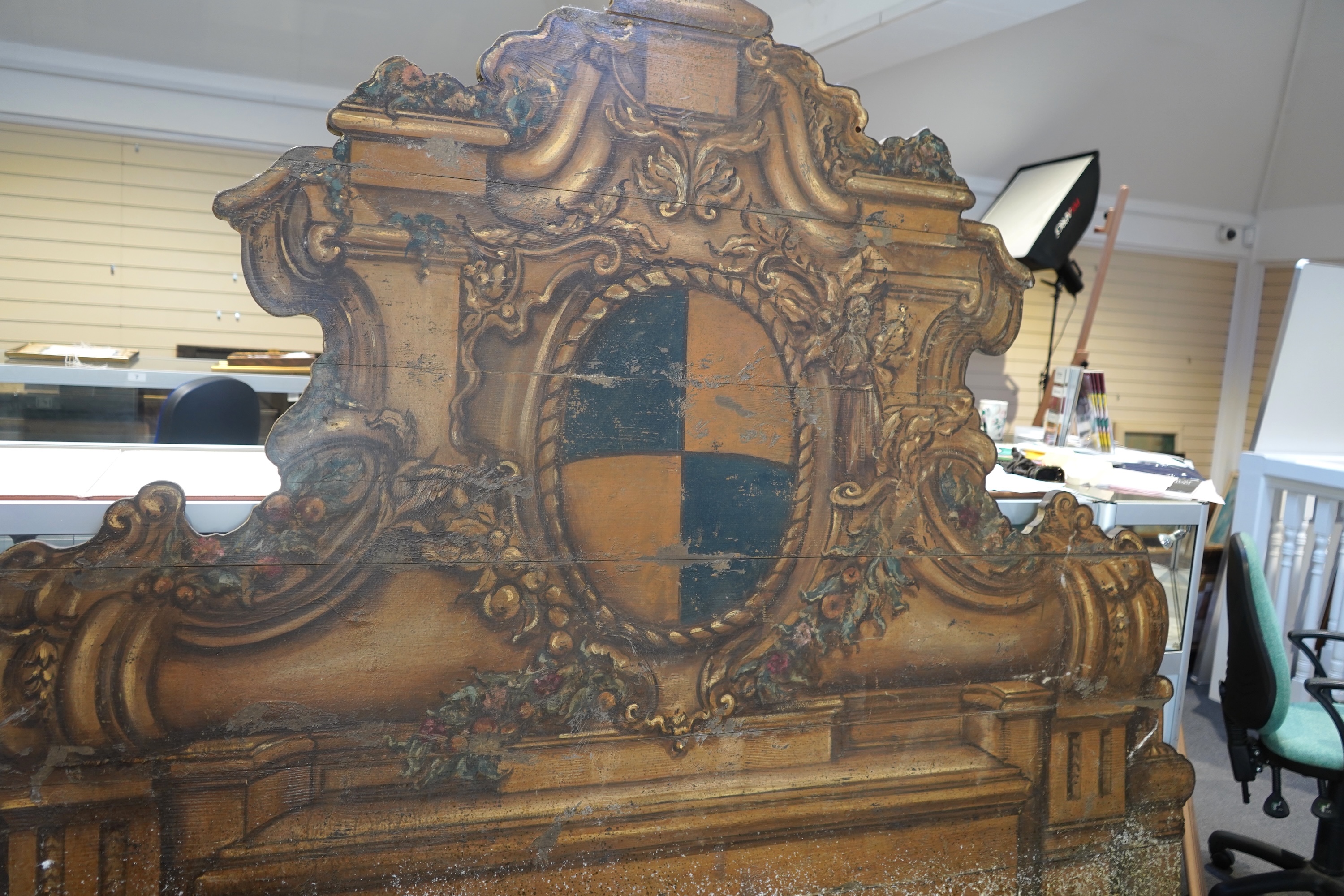 A pair of European painted pine courtyard panels